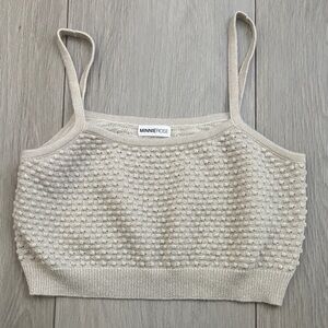 Minnie Rose Textured Cream Crop Top